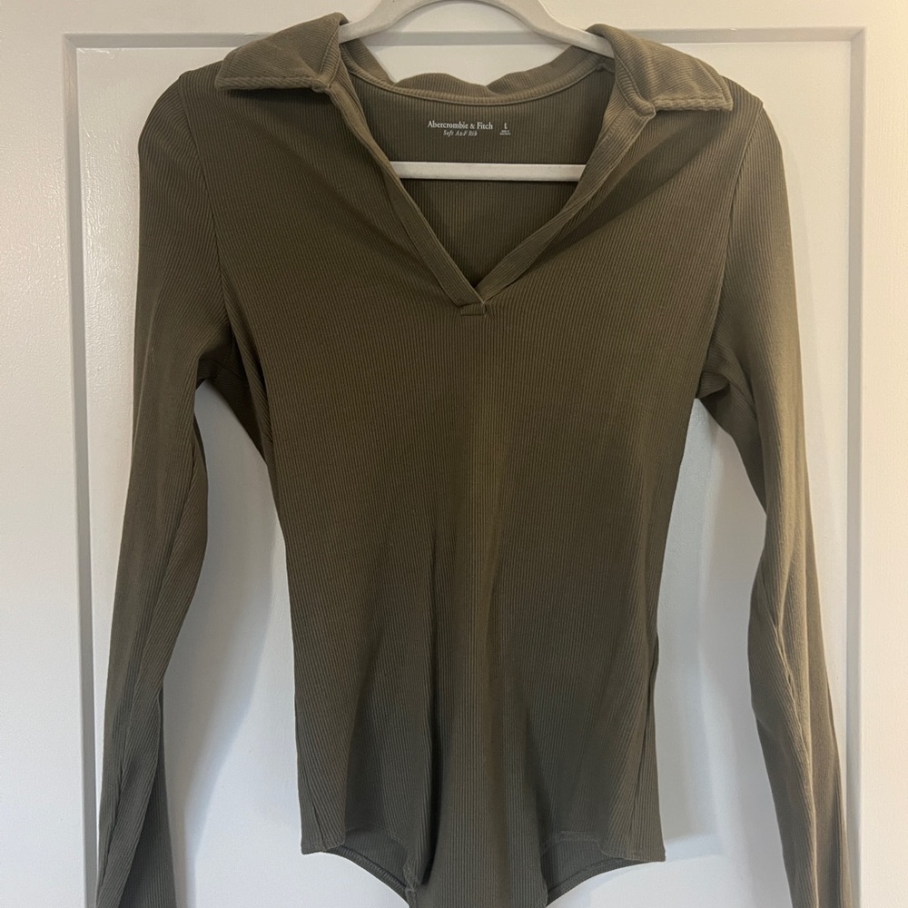 Abercrombie & Fitch Olive V-Neck Bodysuit